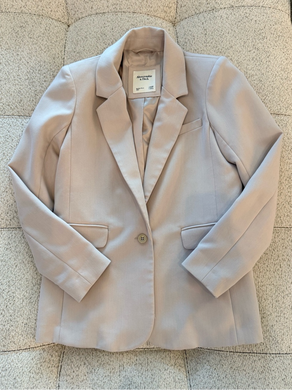Abercrombie & Fitch Women's Light Taupe Single-Button Blazer